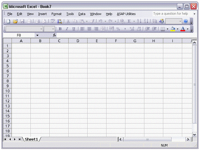 Excel 2003 kinézete